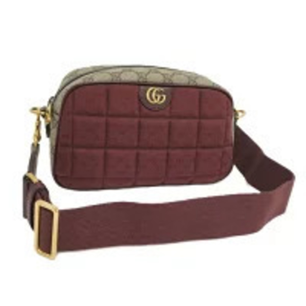 Gucci Ophidia GG Shoulder Bag Bordeaux Purple Brown Beige Cream Canvas
